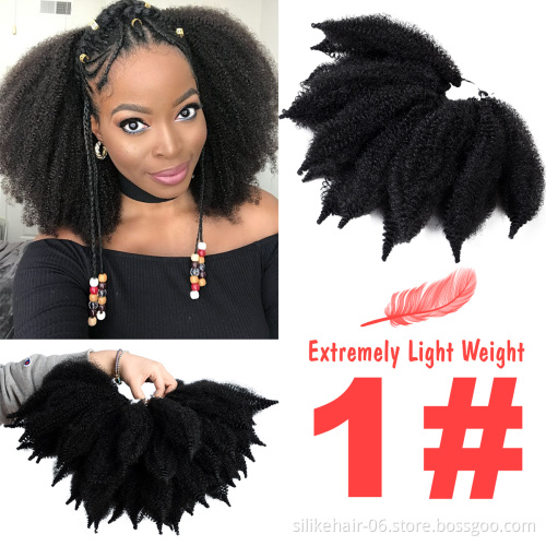 Crochet Braiding Hair Extensions High Temperature Fiber 8inch 14roots/pc Crochet  Soft Afro Kinky Marley Braids Twist Synthetic